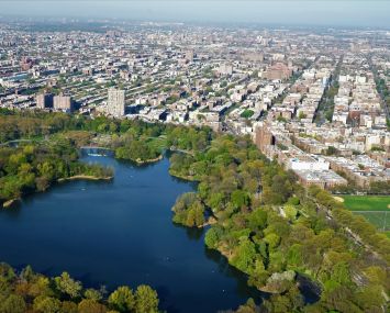 Prospect Park and the Flatbush neighborhood in Brooklyn.