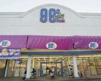 A shopper leaves one of the 99 Cents Only Stores in 2004 in California.