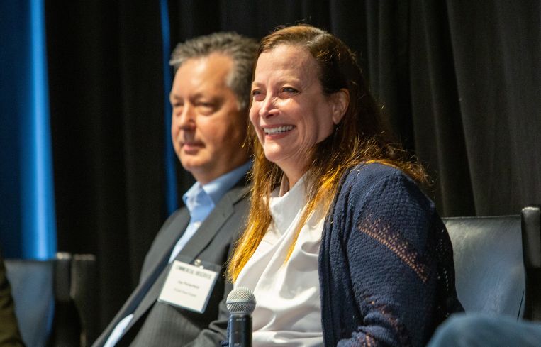 Sondra Wenger, CBRE Investment Management, and Jay Porterfield, PGIM Real Estate, at Commercial Observer's Dallas CRE Investment Forum.