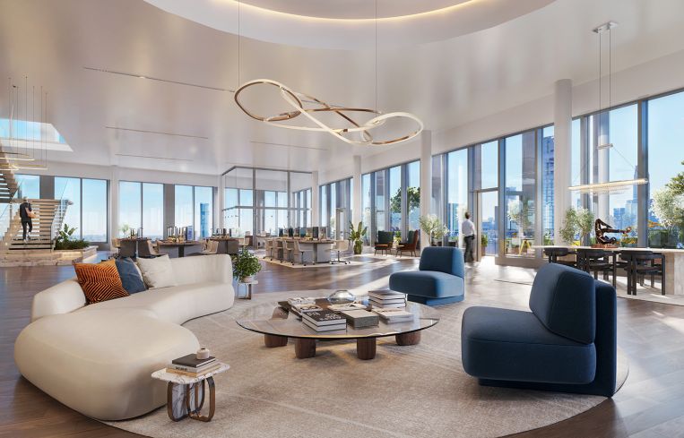 The design includes loggia terraces on every other floor.