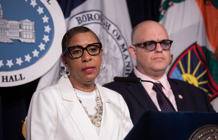 New York City Council Speaker Adrienne Adams and Councilmember Justin Brannan