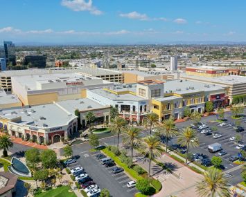 An aerial view of Bella Terra Mall in Huntington Beach, CA.