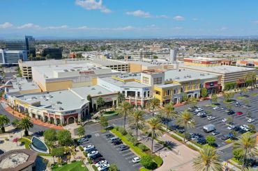 An aerial view of Bella Terra Mall in Huntington Beach, CA.