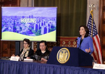 Gov. Kathy Hochul makes an announcement on the FY 2025 budget.