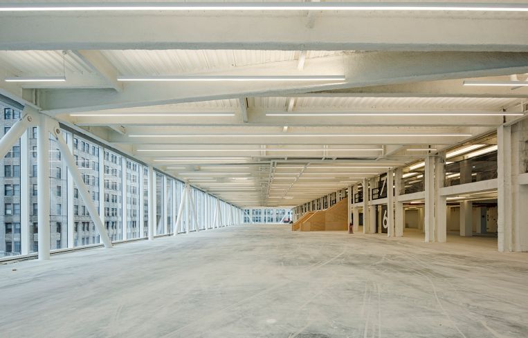 A large, unfinished office under construction.