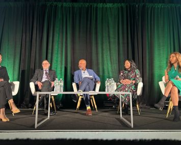 Panelists at the ULI capital markets session included from left, U.S. Bank's Sadhvi Subramanian, Metlife Investment Group's Michael Amoia, Ernst & Young's Kyle Bolden, Wells Fargo's Tiara Henderson and Basis Investment Group's Tammy Jones.