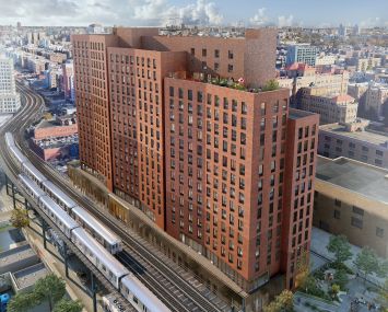 A rendering of an apartment building in the Bronx.