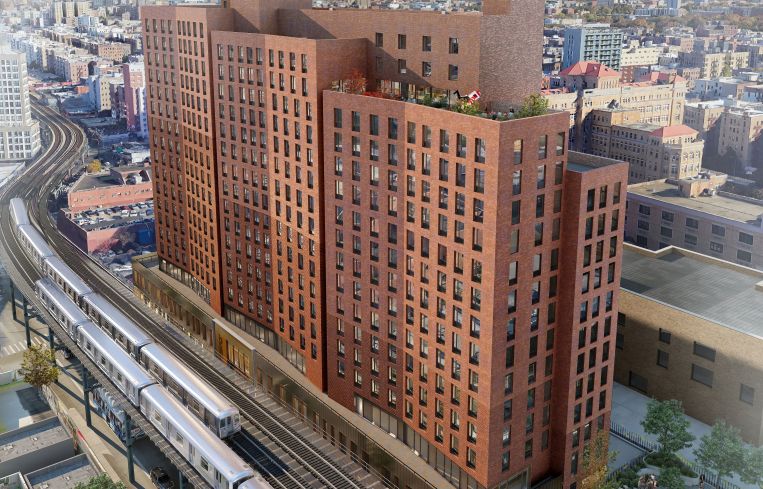 A rendering of an apartment building in the Bronx.
