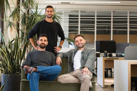 Agora co-founders Bar Mor (standing); and Noam Kahan, left, and Lior Dolinski.