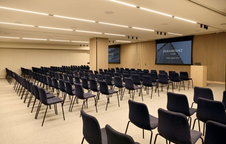 The Auditorium at the Paramount Club accommodates 200+ people.