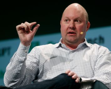 Venture capitalist Marc Andreessen speaks at a tech conference.