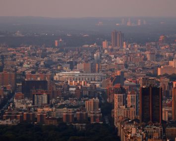 An aerial shot of New York City