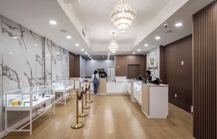 The interior of a cannabis dispensary in Manhattan.