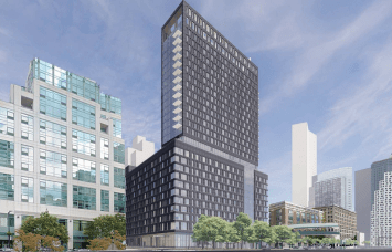 A rendering for the planned 417-unit Link Apartments development in Long Island City. 