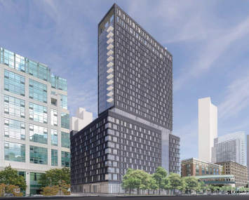 A rendering for the planned 417-unit Link Apartments development in Long Island City. 