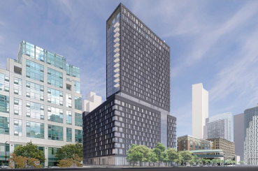 A rendering for the planned 417-unit Link Apartments development in Long Island City. 