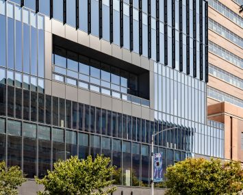 A residential development with office and retail space on the lower floors in Manhattan.