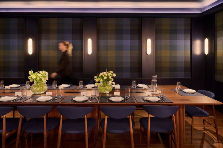 One of two private dining rooms available at the Paramount Club.