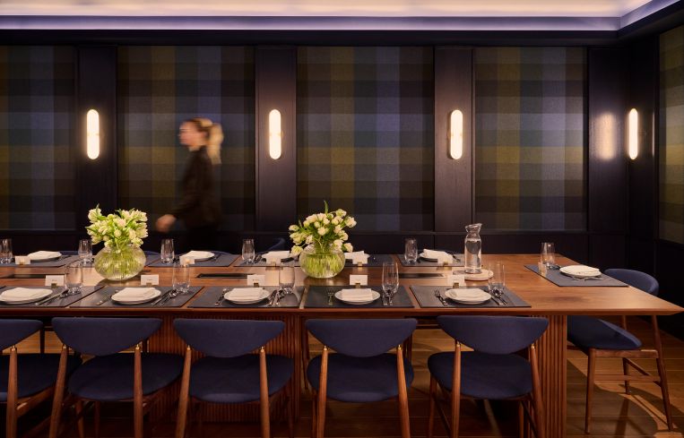 One of two private dining rooms available at the Paramount Club.