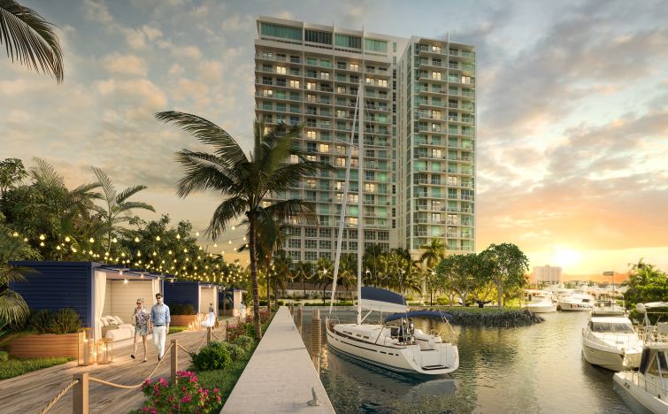 Pier 19 Residences and Marina in downtown Miami.