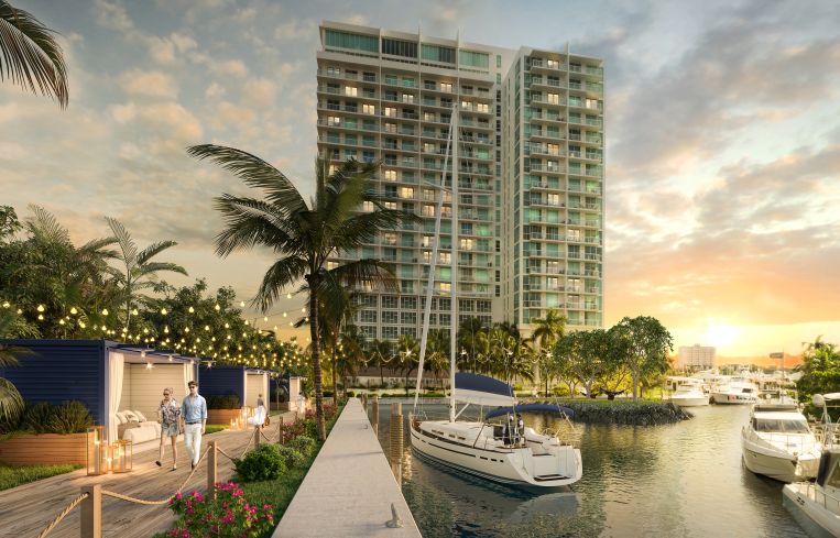 Pier 19 Residences and Marina in downtown Miami.