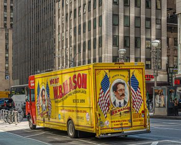 A W.B. Mason delivery truck on Sixth Avenue.