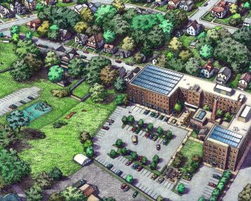 A rendering of the redevelopment at 85 Tremont Street in Meriden, CT.