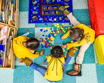 Children play at a child care center.
