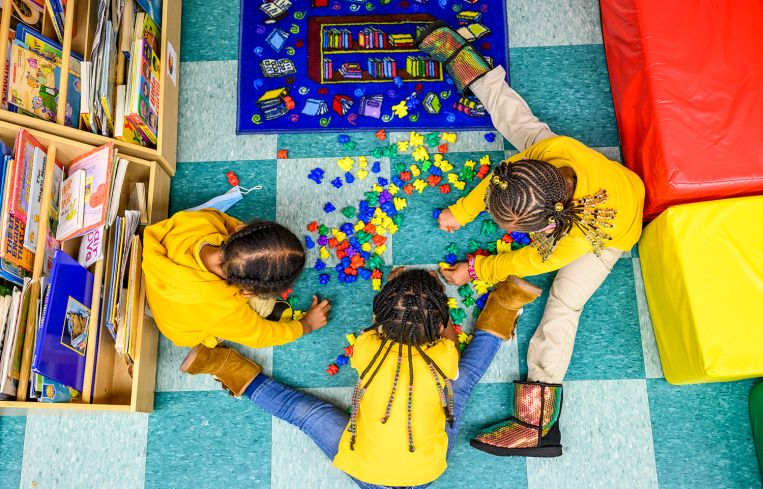 Children play at a child care center.