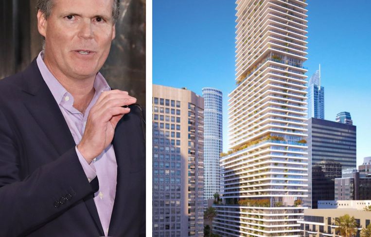 John B. Kessler and a rendering of Eighth, Grand and Hope.