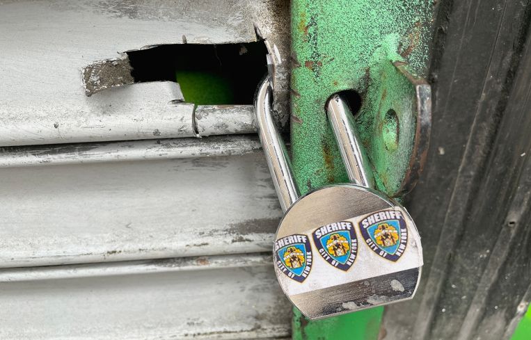 An illegal smoke shop shut down and padlocked in New York