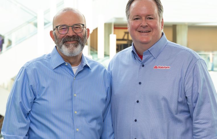 From left: Michael Tipsord, State Farm's outgoing CEO, with Jon Farney, who took over on June 1.