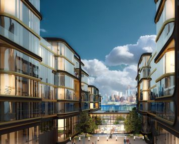 A rendering for the 1800 Avenue at Port Imperial condo project in Weehawken, N.J