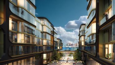 A rendering for the 1800 Avenue at Port Imperial condo project in  Weehawken, N.J