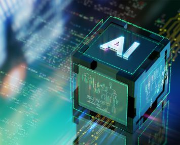 Artificial Intelligence unit processing big data arrays.