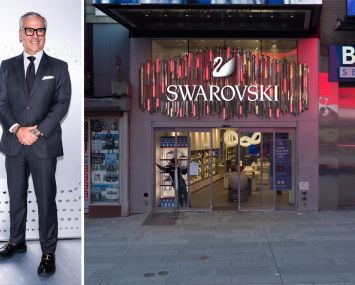 Swarovski CEO Alexis Nasard and the Times Square Swarovski store.