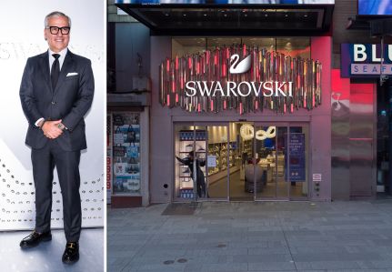 Swarovski CEO Alexis Nasard and the Times Square Swarovski store.