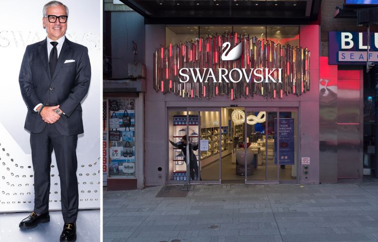 Swarovski CEO Alexis Nasard and the Times Square Swarovski store.