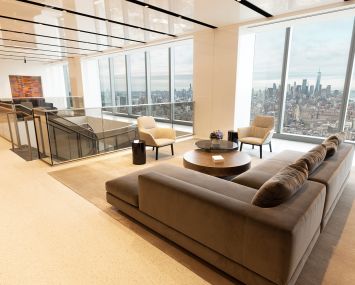 The reception area at Cravath, Swaine & Moore's office at 2 Manhattan West.