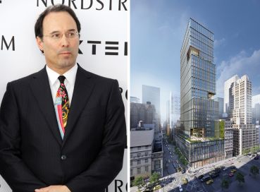 Extell's Gary Barnett and a rendering of 570 Fifth Avenue.