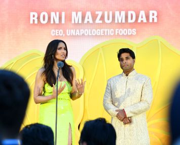 Padma Lakshmi and Roni Mazumdar, CEO, Unapologetic Foods.