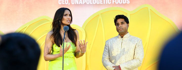 Padma Lakshmi and Roni Mazumdar, CEO, Unapologetic Foods.