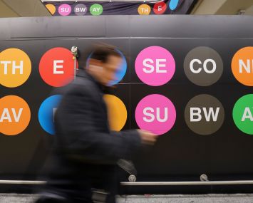 A man walks along the platform at the 96th Street station on the Second Avenue subway line.
