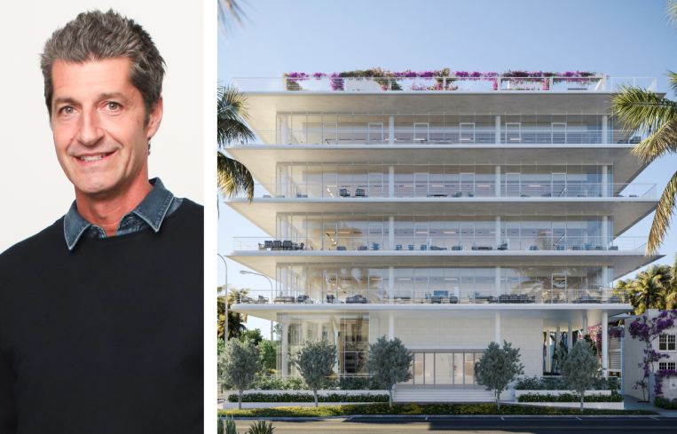 Gherardo Guarducci and a rendering of The Fifth Miami Beach.
