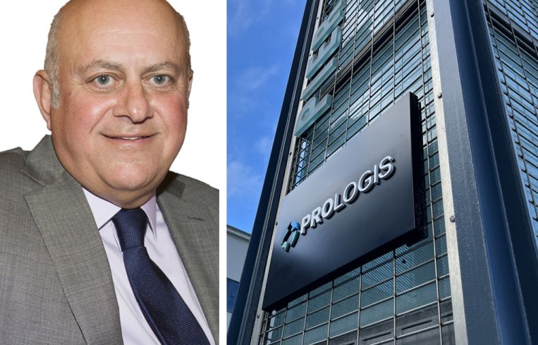 Prologis co-founder, Chairman and CEO Hamid Moghadam and the exterior of a Prologis' office.