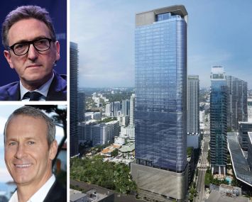 Top, Jonathan Goldstein, CEO of Cain International; Vladislav Doronin, CEO of Oko Group, and 830 Brickell, which is 93 percent leased.