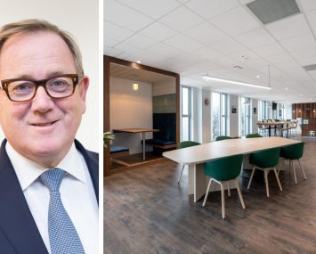 International Workplace Group founder and CEO Mark Dixon and an International Workplace Group coworking location.