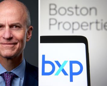 BXP Chairman and CEO Owen Thomas and the BXP logo