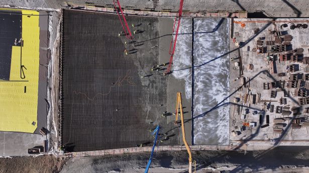 Workers build an underpass in the Ellinikon project.