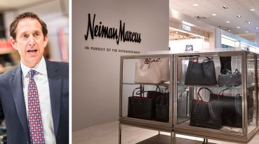 HBC Executive Chairman and CEO Richard Baker and a display inside a Neiman Marcus store.